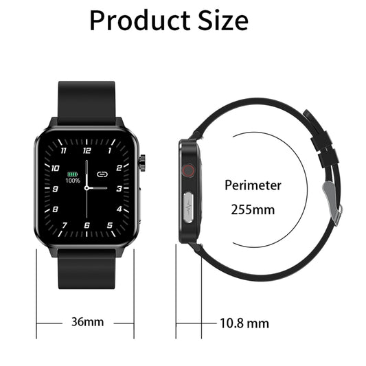 E86 1.7 inch TFT Color Screen IP68 Waterproof Smart Watch, Support Blood Oxygen Monitoring / Body Temperature Monitoring / AI Medical Diagnosis, Style: Leather Strap