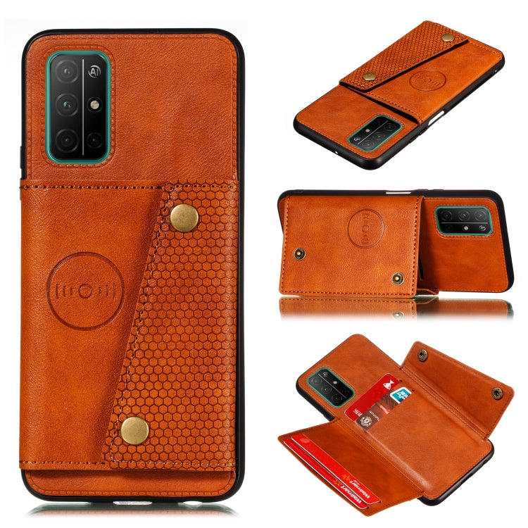 Double Buckle PU + TPU Shockproof Magnetic Protective Case with Card Slots & Holder, For Samsung Galaxy A32 5G