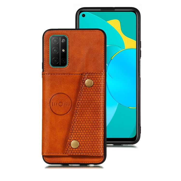 Double Buckle PU + TPU Shockproof Magnetic Protective Case with Card Slots & Holder, For Samsung Galaxy A32 5G