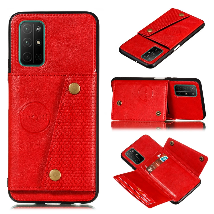 Double Buckle PU + TPU Shockproof Magnetic Protective Case with Card Slots & Holder, For Samsung Galaxy A32 5G
