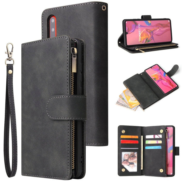 Multifunctional Retro Frosted Horizontal Flip Leather Case with Card Slot & Holder & Zipper Wallet & Photo Frame & Lanyard, For Huawei P30, For Huawei P30 Lite, For Huawei P30 Pro