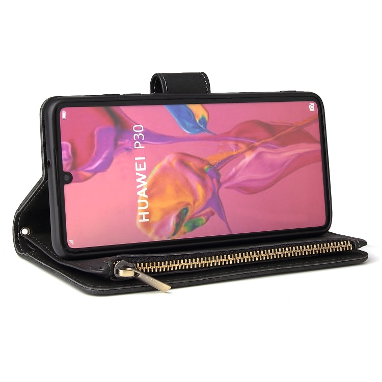 Multifunctional Retro Frosted Horizontal Flip Leather Case with Card Slot & Holder & Zipper Wallet & Photo Frame & Lanyard, For Huawei P30, For Huawei P30 Lite, For Huawei P30 Pro