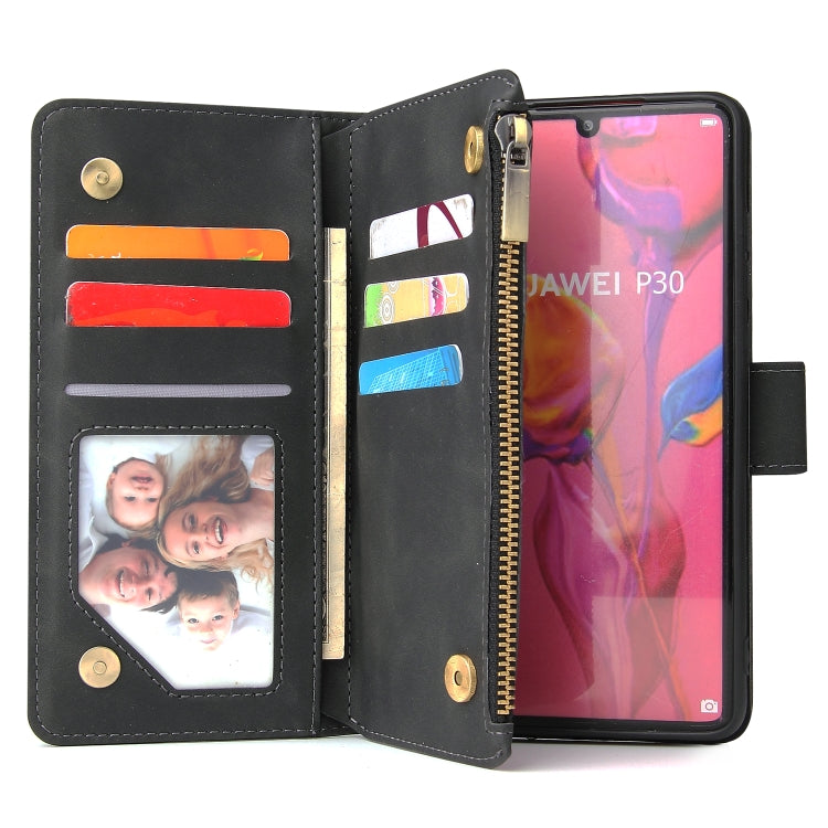 Multifunctional Retro Frosted Horizontal Flip Leather Case with Card Slot & Holder & Zipper Wallet & Photo Frame & Lanyard, For Huawei P30, For Huawei P30 Lite, For Huawei P30 Pro
