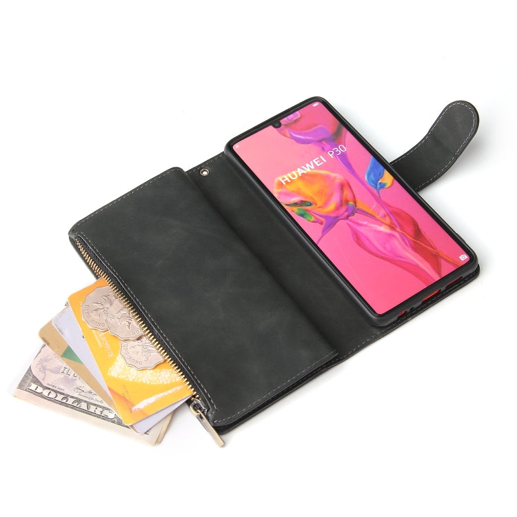Multifunctional Retro Frosted Horizontal Flip Leather Case with Card Slot & Holder & Zipper Wallet & Photo Frame & Lanyard, For Huawei P30, For Huawei P30 Lite, For Huawei P30 Pro