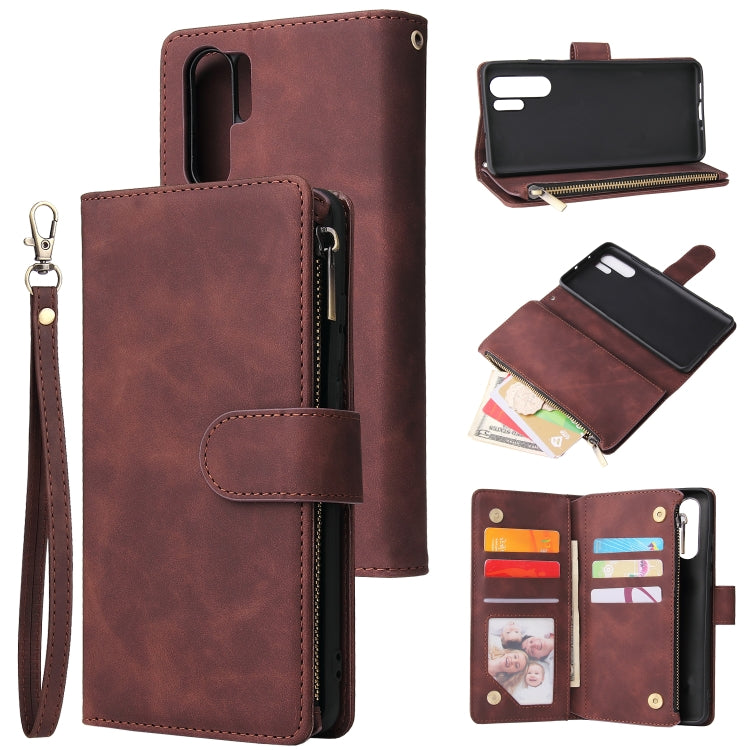 Multifunctional Retro Frosted Horizontal Flip Leather Case with Card Slot & Holder & Zipper Wallet & Photo Frame & Lanyard, For Huawei P30, For Huawei P30 Lite, For Huawei P30 Pro