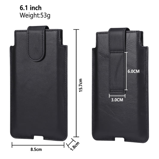 Universal Cow Leather Vertical Mobile Phone Leather Case Waist Bag For 6.1 inch and Below Phones