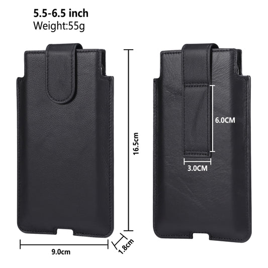 Universal Cow Leather Vertical Mobile Phone Leather Case Waist Bag For 5.5-6.5 inch and Below Phones