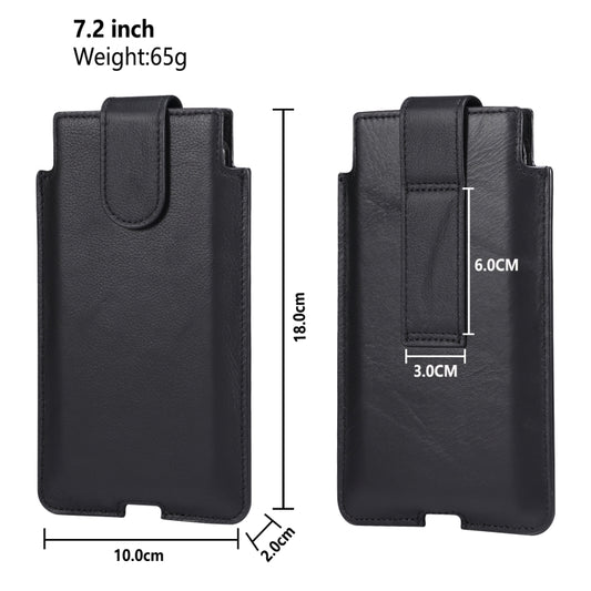 Universal Cow Leather Vertical Mobile Phone Leather Case Waist Bag For 7.2 inch and Below Phones