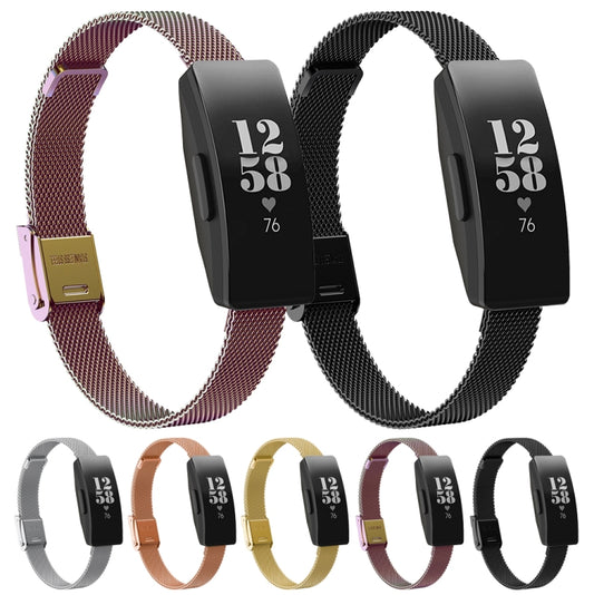 For Fitbit Inspire / Inspire HR / Ace 2 Double Insurance Buckle Milanese Replacement Strap Watchband