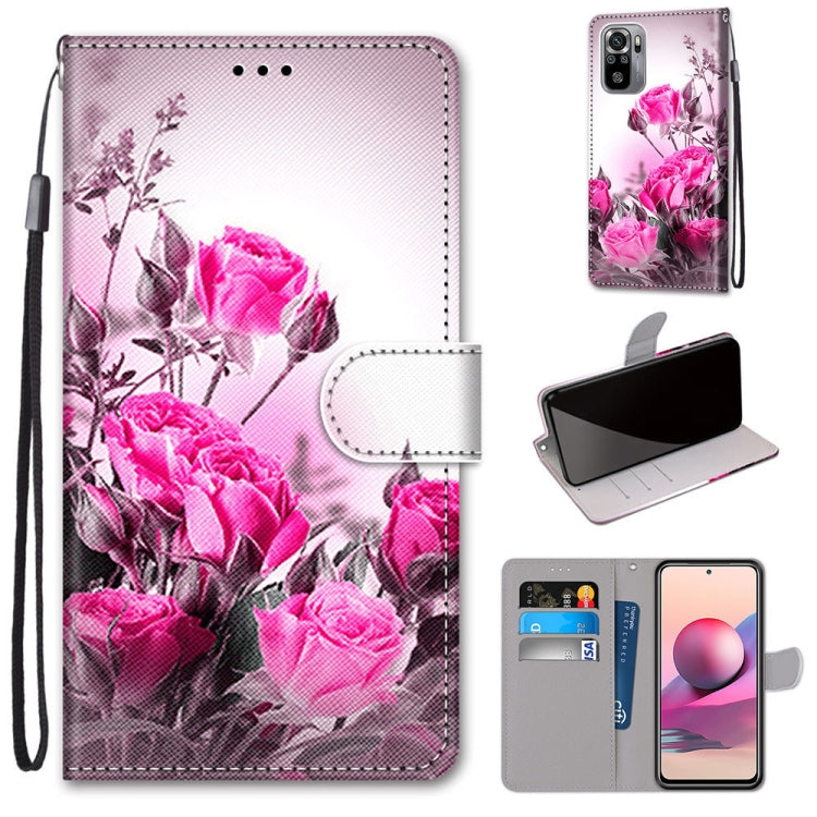 Coloured Drawing Cross Texture Horizontal Flip PU Leather Case with Holder & Card Slots & Wallet & Lanyard, For Xiaomi Redmi Note 10 4G / Note 10s, For Xiaomi Redmi Note 10 5G, For Xiaomi Redmi Note 10 Pro Max / Note 10 Pro�����������������������������...