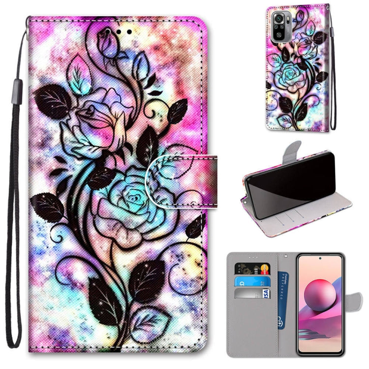 Coloured Drawing Cross Texture Horizontal Flip PU Leather Case with Holder & Card Slots & Wallet & Lanyard, For Xiaomi Redmi Note 10 4G / Note 10s, For Xiaomi Redmi Note 10 5G, For Xiaomi Redmi Note 10 Pro Max / Note 10 Pro�����������������������������...