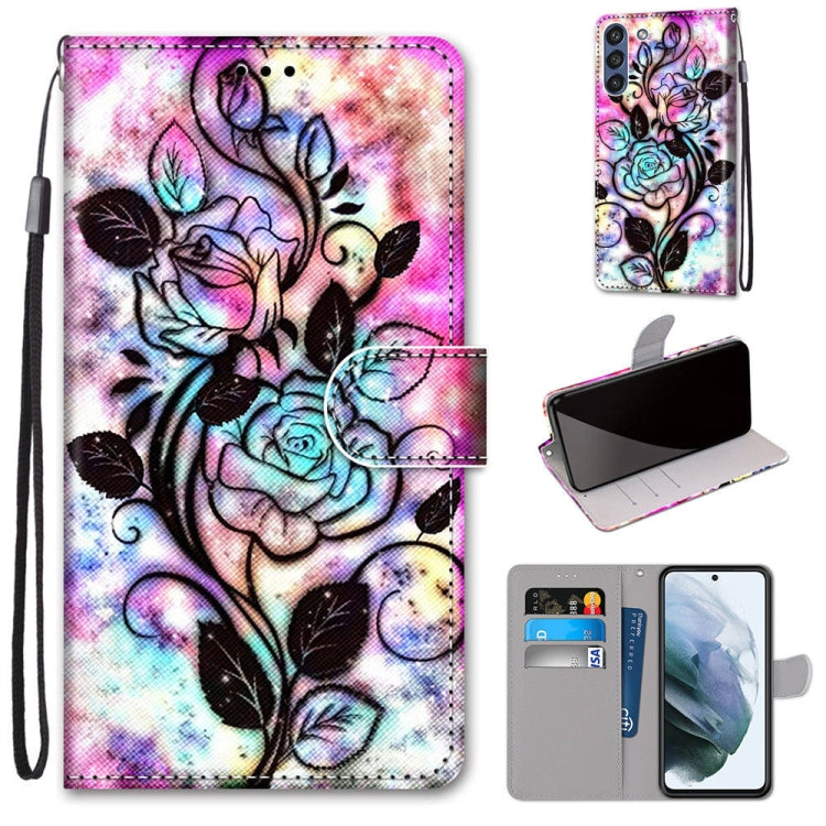 Coloured Drawing Cross Texture Horizontal Flip PU Leather Case with Holder & Card Slots & Wallet & Lanyard, For Samsung Galaxy F62 / M62, For Samsung Galaxy S21 FE, For Samsung Galaxy Xcover 5