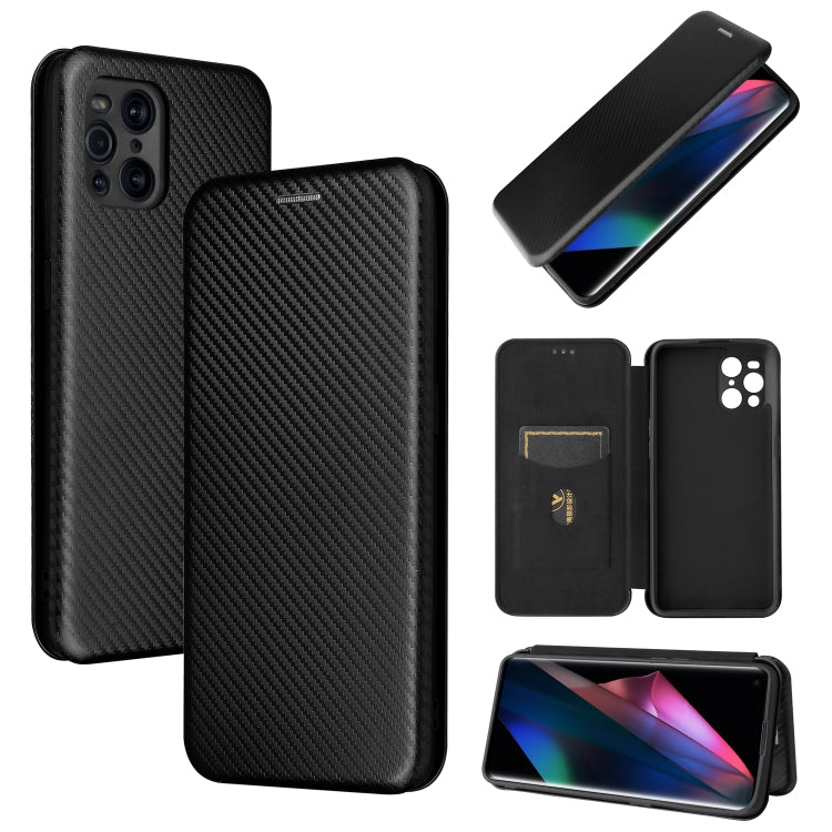 Carbon Fiber Texture Magnetic Horizontal Flip TPU + PC + PU Leather Case with Card Slot, For Xiaomi Mi 11 Ultra, For Xiaomi Mi 11 Pro, For Xiaomi Mi 11 Lite, For Realme C21, For Oppo Find X3 / X3 Pro