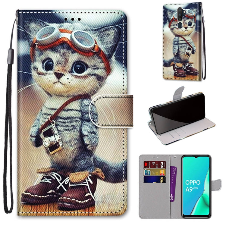 Coloured Drawing Cross Texture Horizontal Flip PU Leather Case with Holder & Card Slots & Wallet & Lanyard, For OPPO A9 (2020) / A5 (2020) / A11X / A11, For OPPO A15 / A15s, For OPPO A53 4G(2020) / A53s / A32 / A33 (2020)�������������������������������...