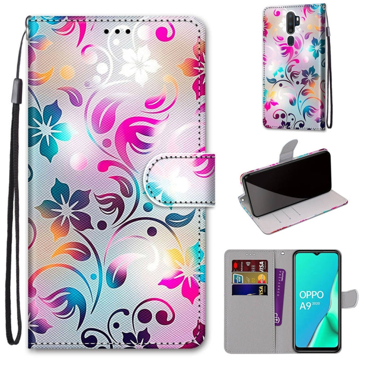 Coloured Drawing Cross Texture Horizontal Flip PU Leather Case with Holder & Card Slots & Wallet & Lanyard, For OPPO A9 (2020) / A5 (2020) / A11X / A11, For OPPO A15 / A15s, For OPPO A53 4G(2020) / A53s / A32 / A33 (2020)�������������������������������...