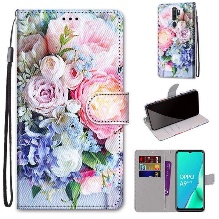 Coloured Drawing Cross Texture Horizontal Flip PU Leather Case with Holder & Card Slots & Wallet & Lanyard, For OPPO A9 (2020) / A5 (2020) / A11X / A11, For OPPO A15 / A15s, For OPPO A53 4G(2020) / A53s / A32 / A33 (2020)�������������������������������...