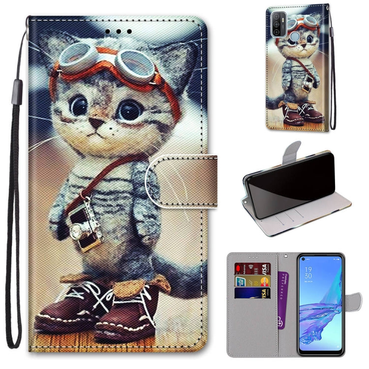 Coloured Drawing Cross Texture Horizontal Flip PU Leather Case with Holder & Card Slots & Wallet & Lanyard, For OPPO A9 (2020) / A5 (2020) / A11X / A11, For OPPO A15 / A15s, For OPPO A53 4G(2020) / A53s / A32 / A33 (2020)�������������������������������...