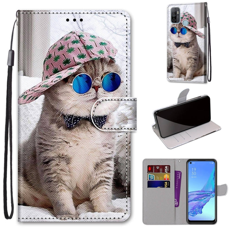 Coloured Drawing Cross Texture Horizontal Flip PU Leather Case with Holder & Card Slots & Wallet & Lanyard, For OPPO A9 (2020) / A5 (2020) / A11X / A11, For OPPO A15 / A15s, For OPPO A53 4G(2020) / A53s / A32 / A33 (2020)�������������������������������...