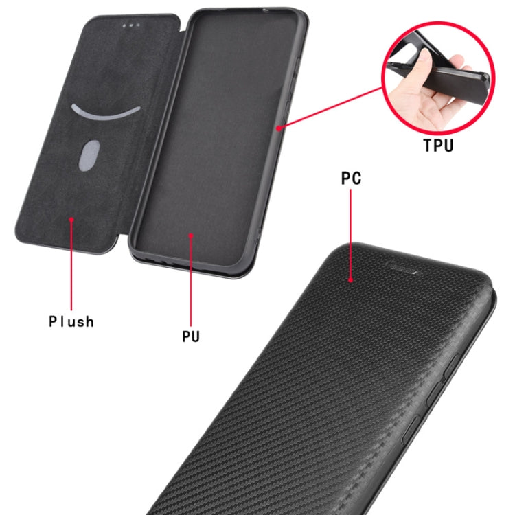Carbon Fiber Texture Magnetic Horizontal Flip TPU + PC + PU Leather Case with Card Slot, For OPPO F19 / A74 4G, For Blackview A70 (2021)