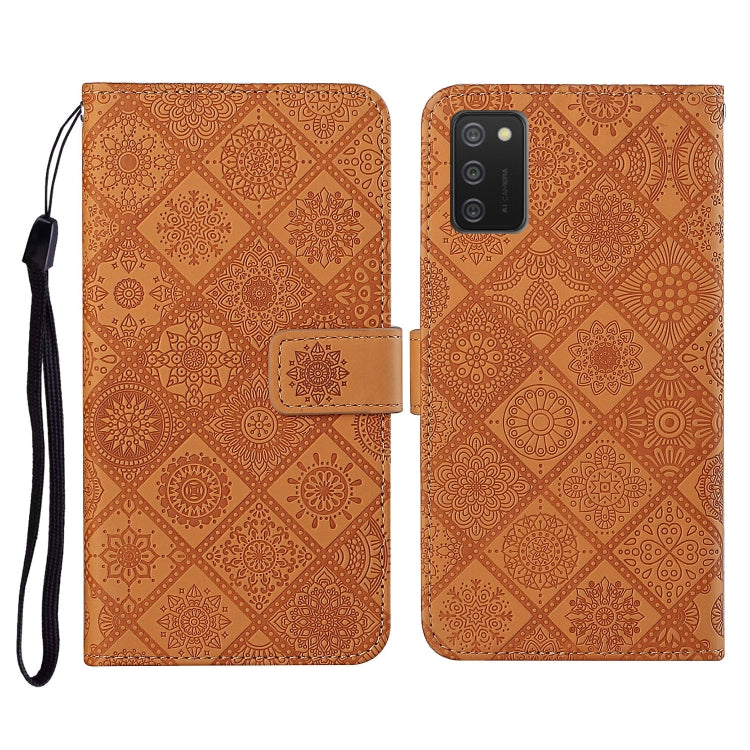 Ethnic Style Embossed Pattern Horizontal Flip Leather Case with Holder & Card Slots & Wallet & Lanyard, For Samsung Galaxy A02s EU Version