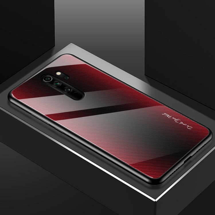 Carbon Fiber Texture Gradient Color Glass Case, For Xiaomi Redmi Note 8 Pro, For Xiaomi Redmi Note 8, For iPhone 11 Pro Max, For iPhone 11