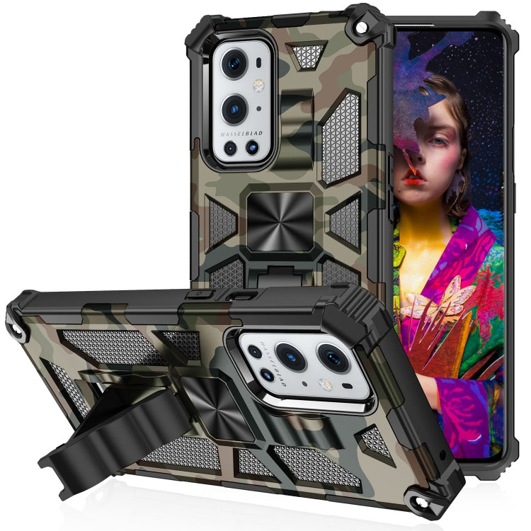 Camouflage Armor Shockproof TPU + PC Magnetic Protective Case with Holder, For OPPO A74 / A93 5G, For Samsung Galaxy A42