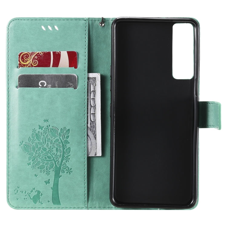 Tree & Cat Pattern Pressed Printing Horizontal Flip PU Leather Case with Holder & Card Slots & Wallet & Lanyard, For LG Stylo 7 5G / 4G, For OPPO F19 / A74 4G, For OPPO A93 5G / A74 5G, For OPPO A94 4G / F19 Pro / Reno 5F�������������������������������...