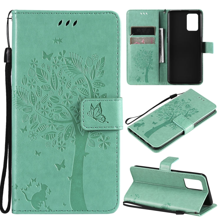 Tree & Cat Pattern Pressed Printing Horizontal Flip PU Leather Case with Holder & Card Slots & Wallet & Lanyard, For LG Stylo 7 5G / 4G, For OPPO F19 / A74 4G, For OPPO A93 5G / A74 5G, For OPPO A94 4G / F19 Pro / Reno 5F�������������������������������...