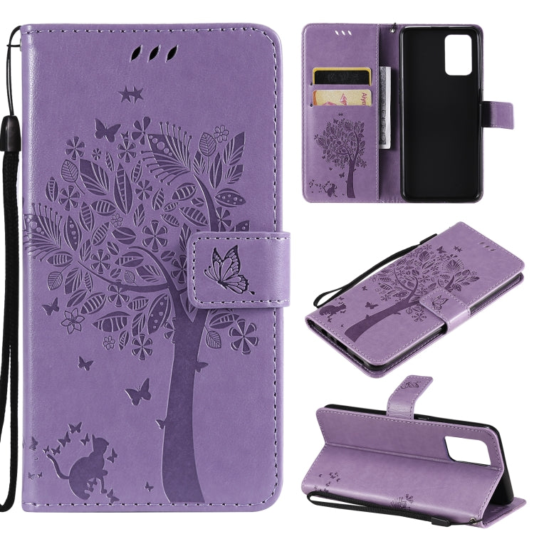 Tree & Cat Pattern Pressed Printing Horizontal Flip PU Leather Case with Holder & Card Slots & Wallet & Lanyard, For LG Stylo 7 5G / 4G, For OPPO F19 / A74 4G, For OPPO A93 5G / A74 5G, For OPPO A94 4G / F19 Pro / Reno 5F�������������������������������...