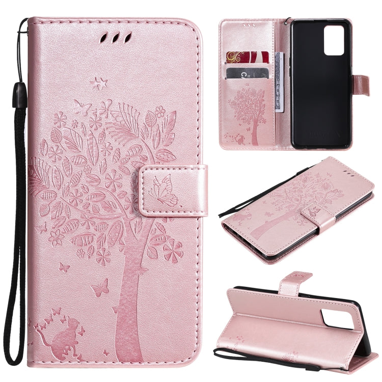 Tree & Cat Pattern Pressed Printing Horizontal Flip PU Leather Case with Holder & Card Slots & Wallet & Lanyard, For LG Stylo 7 5G / 4G, For OPPO F19 / A74 4G, For OPPO A93 5G / A74 5G, For OPPO A94 4G / F19 Pro / Reno 5F�������������������������������...