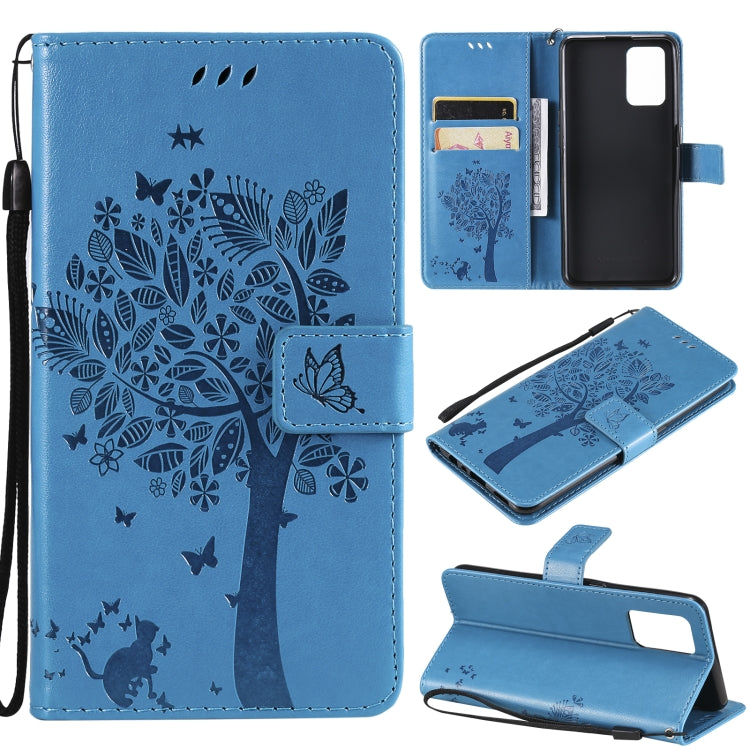 Tree & Cat Pattern Pressed Printing Horizontal Flip PU Leather Case with Holder & Card Slots & Wallet & Lanyard, For LG Stylo 7 5G / 4G, For OPPO F19 / A74 4G, For OPPO A93 5G / A74 5G, For OPPO A94 4G / F19 Pro / Reno 5F�������������������������������...