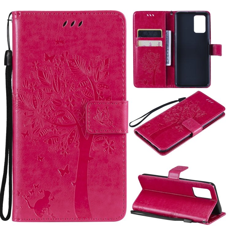 Tree & Cat Pattern Pressed Printing Horizontal Flip PU Leather Case with Holder & Card Slots & Wallet & Lanyard, For LG Stylo 7 5G / 4G, For OPPO F19 / A74 4G, For OPPO A93 5G / A74 5G, For OPPO A94 4G / F19 Pro / Reno 5F�������������������������������...