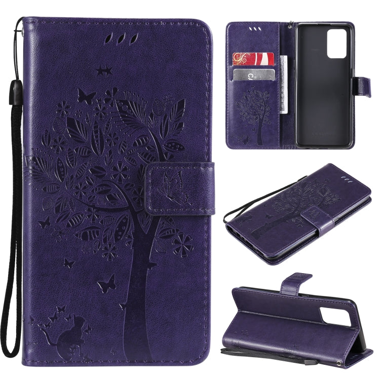 Tree & Cat Pattern Pressed Printing Horizontal Flip PU Leather Case with Holder & Card Slots & Wallet & Lanyard, For LG Stylo 7 5G / 4G, For OPPO F19 / A74 4G, For OPPO A93 5G / A74 5G, For OPPO A94 4G / F19 Pro / Reno 5F�������������������������������...
