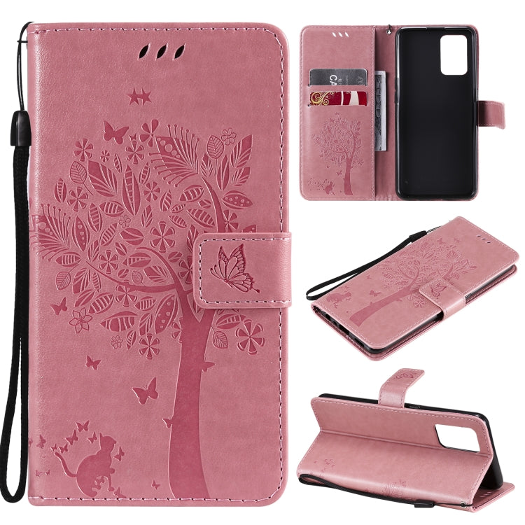 Tree & Cat Pattern Pressed Printing Horizontal Flip PU Leather Case with Holder & Card Slots & Wallet & Lanyard, For LG Stylo 7 5G / 4G, For OPPO F19 / A74 4G, For OPPO A93 5G / A74 5G, For OPPO A94 4G / F19 Pro / Reno 5F�������������������������������...