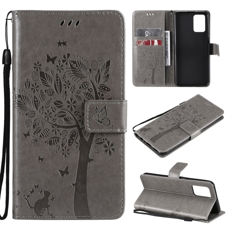 Tree & Cat Pattern Pressed Printing Horizontal Flip PU Leather Case with Holder & Card Slots & Wallet & Lanyard, For LG Stylo 7 5G / 4G, For OPPO F19 / A74 4G, For OPPO A93 5G / A74 5G, For OPPO A94 4G / F19 Pro / Reno 5F�������������������������������...