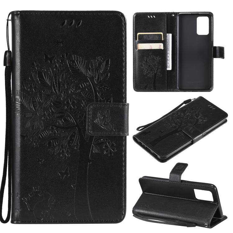 Tree & Cat Pattern Pressed Printing Horizontal Flip PU Leather Case with Holder & Card Slots & Wallet & Lanyard, For LG Stylo 7 5G / 4G, For OPPO F19 / A74 4G, For OPPO A93 5G / A74 5G, For OPPO A94 4G / F19 Pro / Reno 5F�������������������������������...