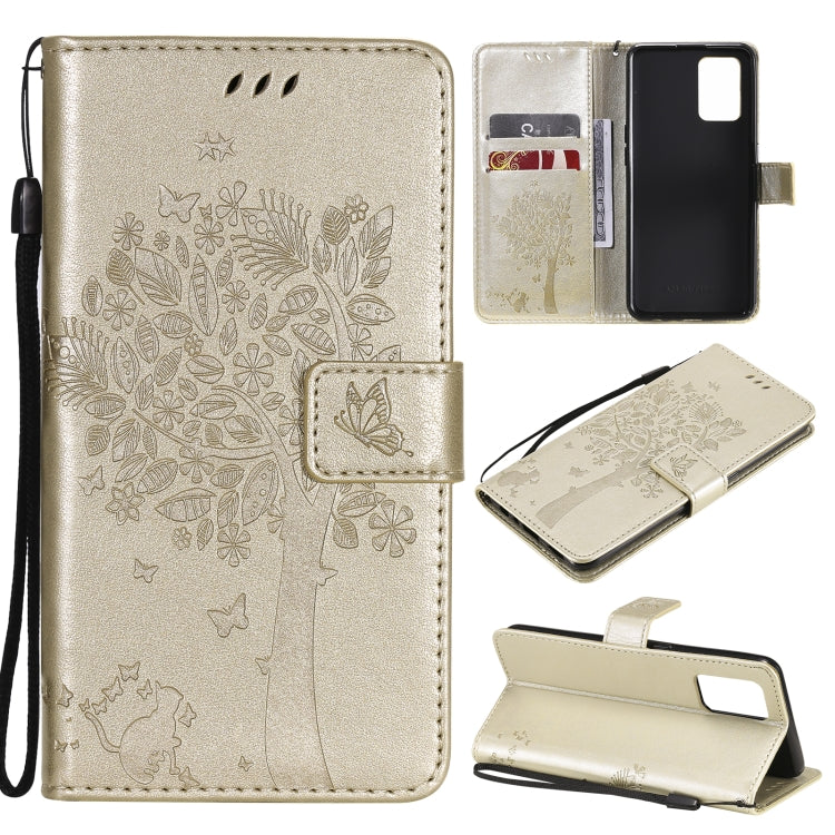 Tree & Cat Pattern Pressed Printing Horizontal Flip PU Leather Case with Holder & Card Slots & Wallet & Lanyard, For LG Stylo 7 5G / 4G, For OPPO F19 / A74 4G, For OPPO A93 5G / A74 5G, For OPPO A94 4G / F19 Pro / Reno 5F�������������������������������...