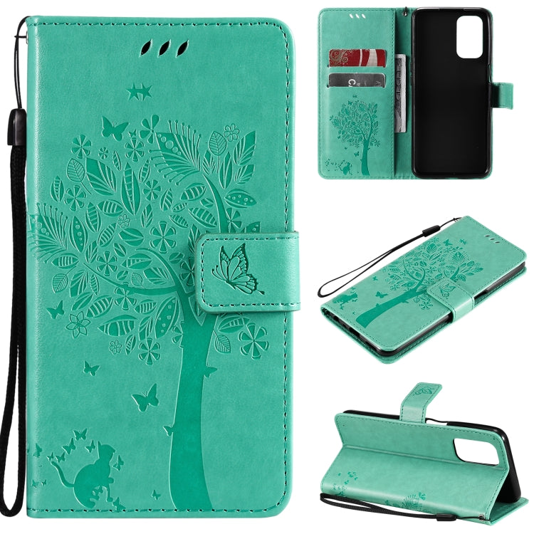 Tree & Cat Pattern Pressed Printing Horizontal Flip PU Leather Case with Holder & Card Slots & Wallet & Lanyard, For LG Stylo 7 5G / 4G, For OPPO F19 / A74 4G, For OPPO A93 5G / A74 5G, For OPPO A94 4G / F19 Pro / Reno 5F�������������������������������...