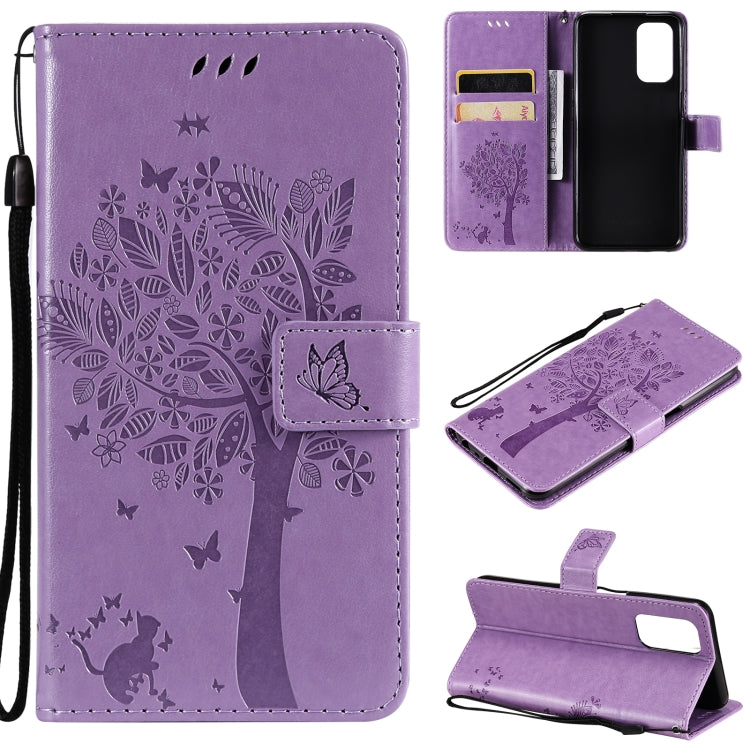 Tree & Cat Pattern Pressed Printing Horizontal Flip PU Leather Case with Holder & Card Slots & Wallet & Lanyard, For LG Stylo 7 5G / 4G, For OPPO F19 / A74 4G, For OPPO A93 5G / A74 5G, For OPPO A94 4G / F19 Pro / Reno 5F�������������������������������...