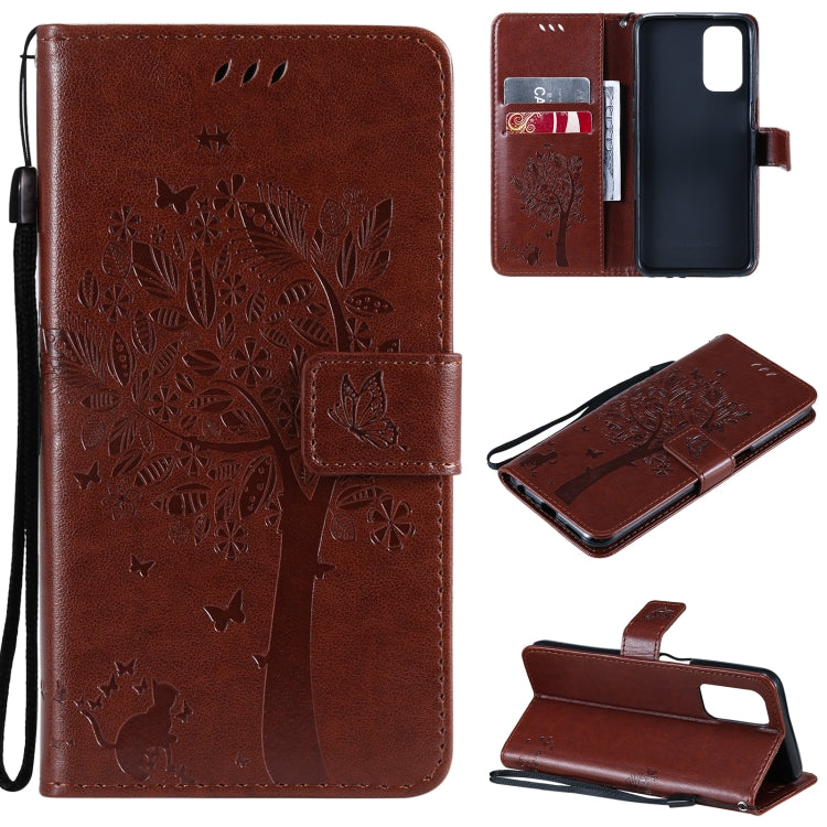 Tree & Cat Pattern Pressed Printing Horizontal Flip PU Leather Case with Holder & Card Slots & Wallet & Lanyard, For LG Stylo 7 5G / 4G, For OPPO F19 / A74 4G, For OPPO A93 5G / A74 5G, For OPPO A94 4G / F19 Pro / Reno 5F�������������������������������...