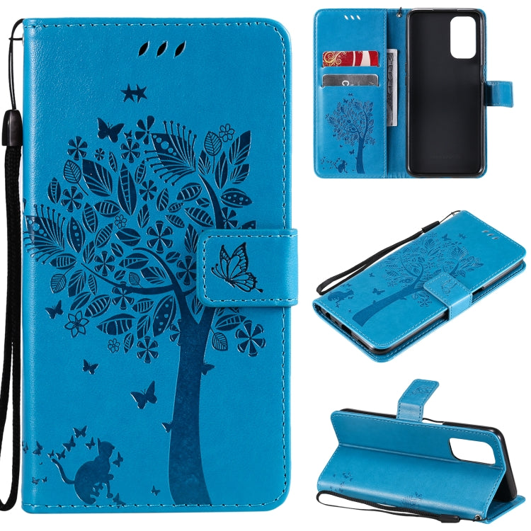 Tree & Cat Pattern Pressed Printing Horizontal Flip PU Leather Case with Holder & Card Slots & Wallet & Lanyard, For LG Stylo 7 5G / 4G, For OPPO F19 / A74 4G, For OPPO A93 5G / A74 5G, For OPPO A94 4G / F19 Pro / Reno 5F�������������������������������...