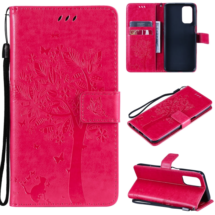 Tree & Cat Pattern Pressed Printing Horizontal Flip PU Leather Case with Holder & Card Slots & Wallet & Lanyard, For LG Stylo 7 5G / 4G, For OPPO F19 / A74 4G, For OPPO A93 5G / A74 5G, For OPPO A94 4G / F19 Pro / Reno 5F�������������������������������...