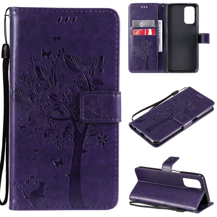 Tree & Cat Pattern Pressed Printing Horizontal Flip PU Leather Case with Holder & Card Slots & Wallet & Lanyard, For LG Stylo 7 5G / 4G, For OPPO F19 / A74 4G, For OPPO A93 5G / A74 5G, For OPPO A94 4G / F19 Pro / Reno 5F�������������������������������...