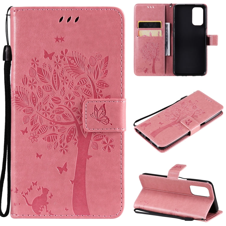 Tree & Cat Pattern Pressed Printing Horizontal Flip PU Leather Case with Holder & Card Slots & Wallet & Lanyard, For LG Stylo 7 5G / 4G, For OPPO F19 / A74 4G, For OPPO A93 5G / A74 5G, For OPPO A94 4G / F19 Pro / Reno 5F�������������������������������...
