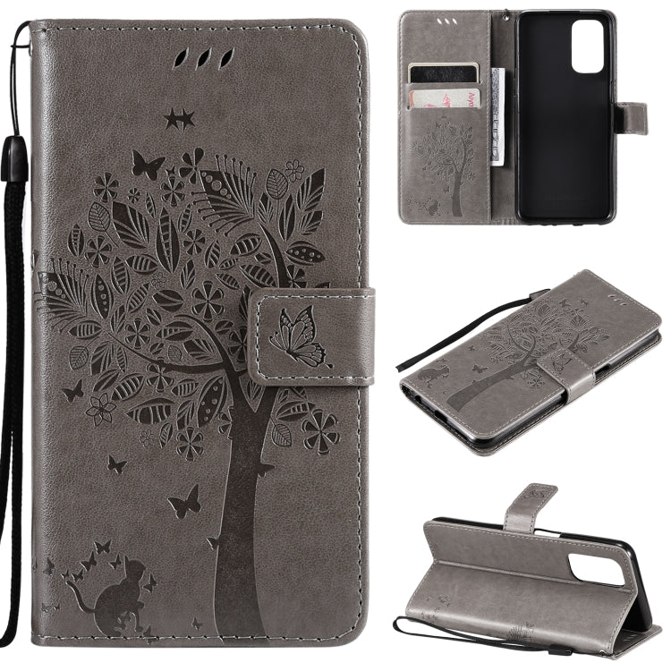 Tree & Cat Pattern Pressed Printing Horizontal Flip PU Leather Case with Holder & Card Slots & Wallet & Lanyard, For LG Stylo 7 5G / 4G, For OPPO F19 / A74 4G, For OPPO A93 5G / A74 5G, For OPPO A94 4G / F19 Pro / Reno 5F�������������������������������...
