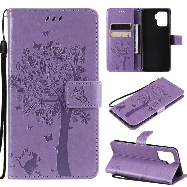 Tree & Cat Pattern Pressed Printing Horizontal Flip PU Leather Case with Holder & Card Slots & Wallet & Lanyard, For LG Stylo 7 5G / 4G, For OPPO F19 / A74 4G, For OPPO A93 5G / A74 5G, For OPPO A94 4G / F19 Pro / Reno 5F�������������������������������...