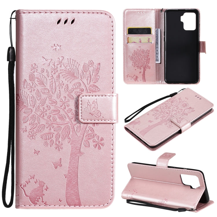 Tree & Cat Pattern Pressed Printing Horizontal Flip PU Leather Case with Holder & Card Slots & Wallet & Lanyard, For LG Stylo 7 5G / 4G, For OPPO F19 / A74 4G, For OPPO A93 5G / A74 5G, For OPPO A94 4G / F19 Pro / Reno 5F�������������������������������...