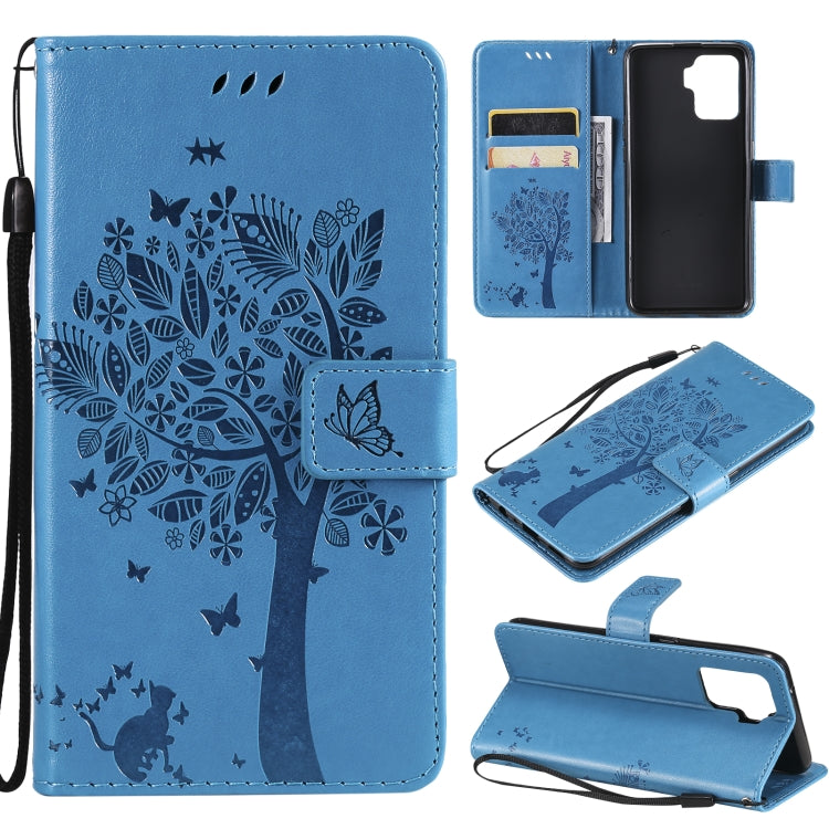 Tree & Cat Pattern Pressed Printing Horizontal Flip PU Leather Case with Holder & Card Slots & Wallet & Lanyard, For LG Stylo 7 5G / 4G, For OPPO F19 / A74 4G, For OPPO A93 5G / A74 5G, For OPPO A94 4G / F19 Pro / Reno 5F�������������������������������...