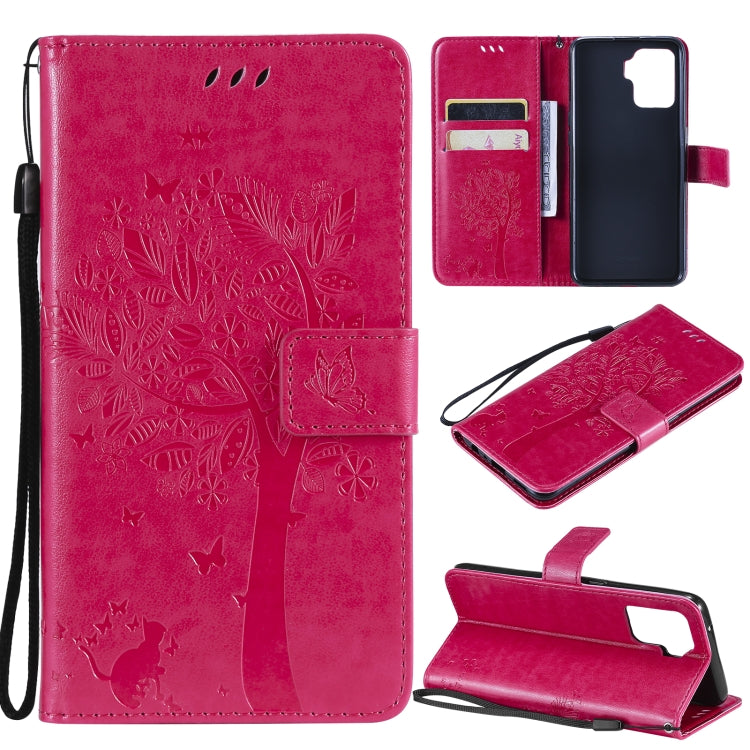 Tree & Cat Pattern Pressed Printing Horizontal Flip PU Leather Case with Holder & Card Slots & Wallet & Lanyard, For LG Stylo 7 5G / 4G, For OPPO F19 / A74 4G, For OPPO A93 5G / A74 5G, For OPPO A94 4G / F19 Pro / Reno 5F�������������������������������...