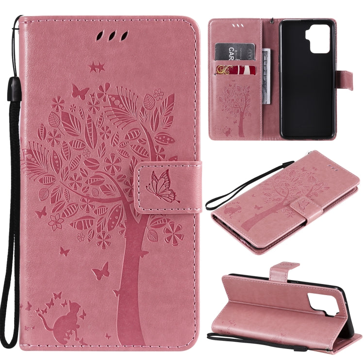 Tree & Cat Pattern Pressed Printing Horizontal Flip PU Leather Case with Holder & Card Slots & Wallet & Lanyard, For LG Stylo 7 5G / 4G, For OPPO F19 / A74 4G, For OPPO A93 5G / A74 5G, For OPPO A94 4G / F19 Pro / Reno 5F�������������������������������...